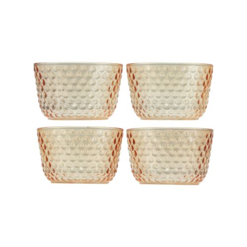Product Tealight holder glass lantern retro orange Ø8cm H5cm 4pcs