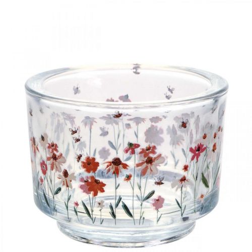 Floristik24 Tea light holder glass lantern summer meadow bees Ø9cm