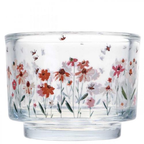 Floristik24 Tea light holder glass lantern summer meadow bees Ø9cm