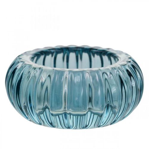 Tealight Holder Glass Candle Holder Round Blue Ø8cm H3.5cm