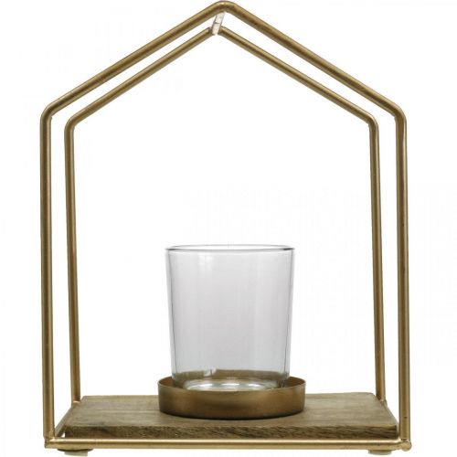 Product Lantern house metal decoration tealight candle glass 20×16×26cm