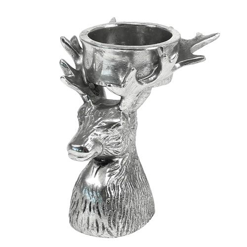 Floristik24 Tealight holder deer head silver 8.5cm