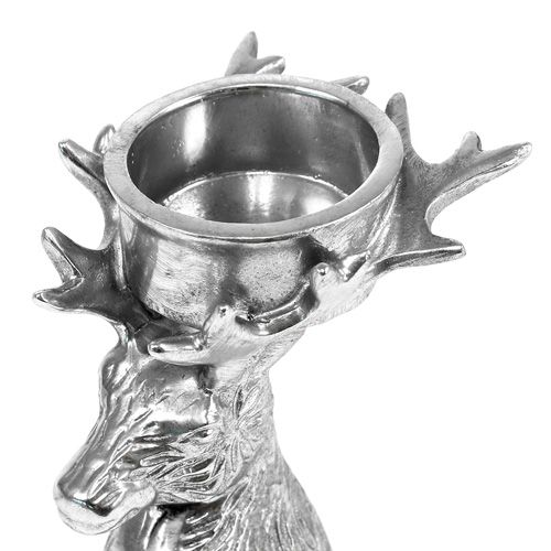 Product Tealight holder deer head silver 8.5cm