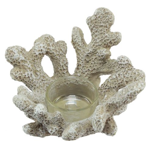 Product Tealight holder coral decoration maritime gray Ø12cm H8cm