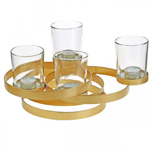 Floristik24 Advent candle holder metal round golden with 4 glasses 34×26×18cm