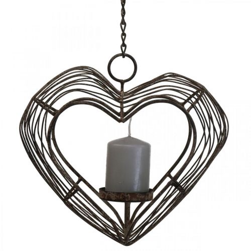 Floristik24 Tea light holder metal hanging decoration rust decoration heart 22×7×20cm