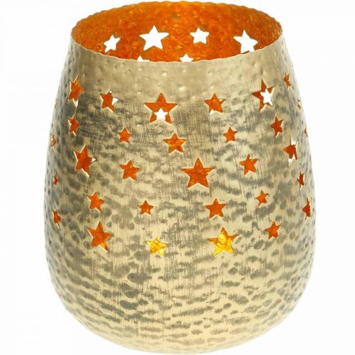 Floristik24 Christmas decoration tealight holder metal with stars golden Ø18cm H20cm