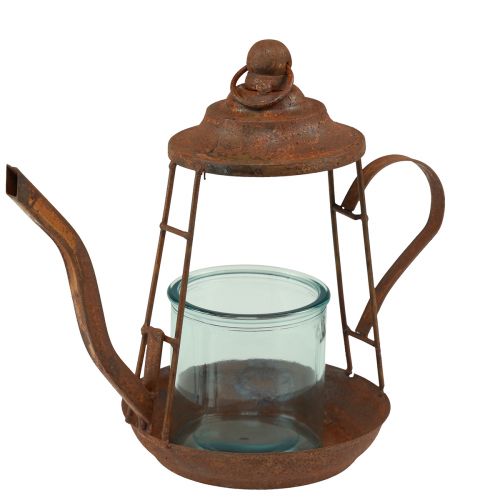 Product Tealight holder rust glass lantern teapot Ø13cm H22cm