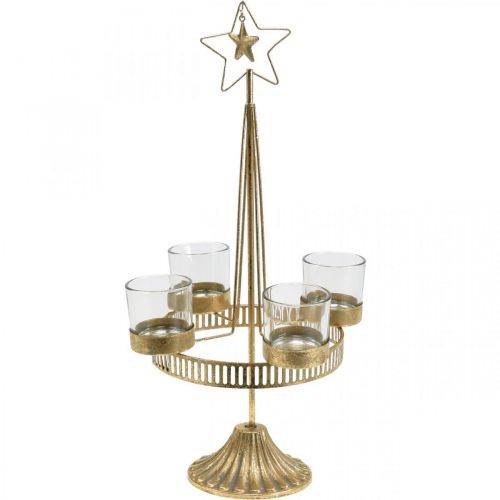 Floristik24 Tea light holder four glasses Star Christmas Gold Ø20cm H38.5cm