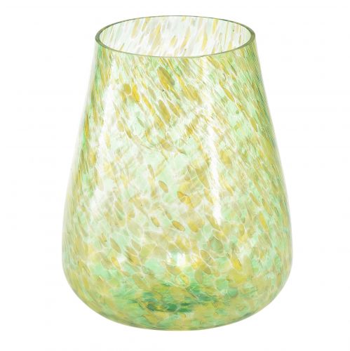 Tealight holder lantern glass yellow green Ø12cm H14,5cm