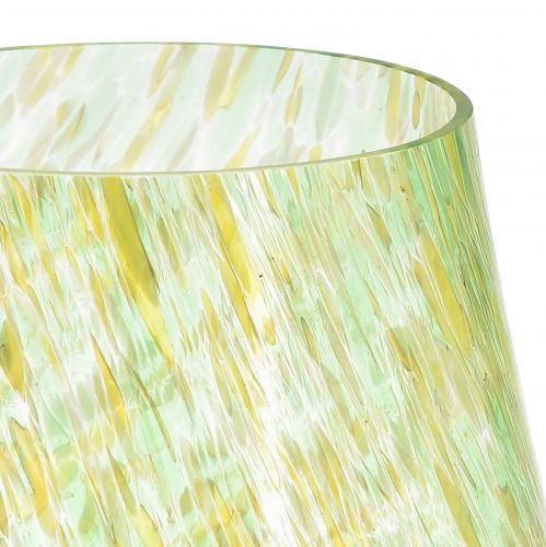 Product Tealight holder lantern glass yellow green Ø12cm H14,5cm