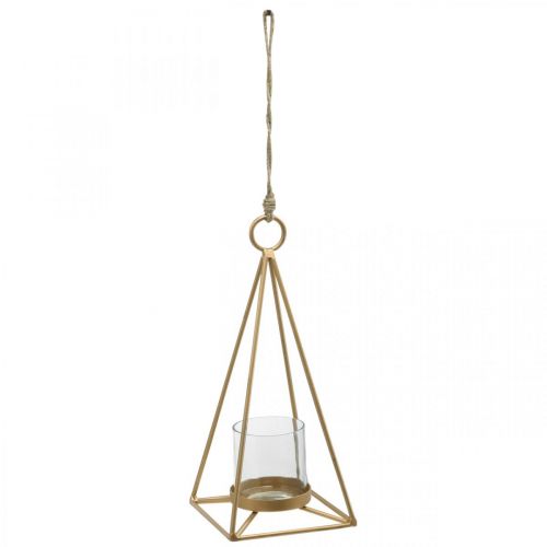 Lantern hanging gold candle holder for hanging 15×15×38cm