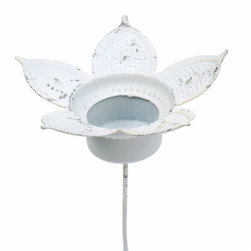 Floristik24 Tealight holder blossom to stick antique cream Ø12.5cm H15.5cm