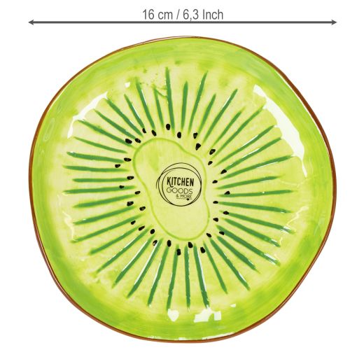Product Round ceramic plates with kiwi motif, suitable for dining table or kitchen, 16cm, 2 pieces
