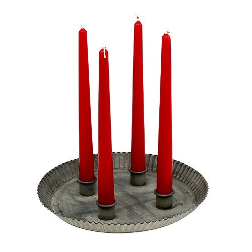 Product Plate with 4 candlesticks Ø25cm H3cm Grey