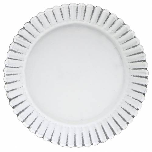 Floristik24 Decorative plate baking pan zinc white Ø15cm H2cm