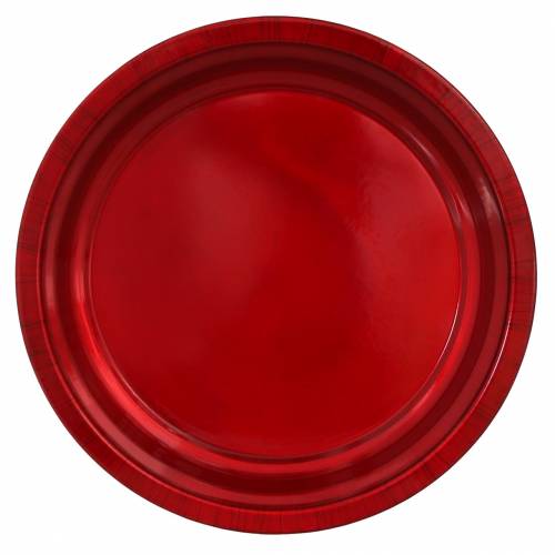 Product Decorative plate made of metal red with glaze effect Ø38cm