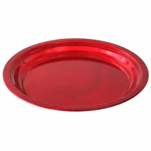 Product Decorative plate made of metal red with glaze effect Ø30cm