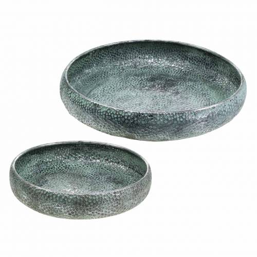 Floristik24 Decorative bowl antique silver zinc Ø40 / 50cm set of 2