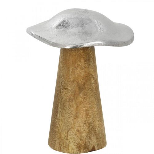 Floristik24 Table decoration deco mushroom metal wood silver wooden mushroom H14cm