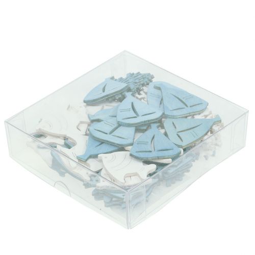 Floristik24 Table decoration fish, coral, boat light blue-white 72 pcs