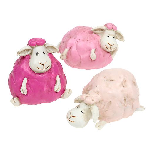 Floristik24 Table Decoration Sheep Pink, Rose 5,5cm - 7cm 3pcs