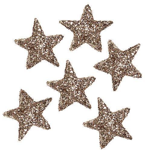 Floristik24 Table top star mica champagne 1,5cm 144pcs