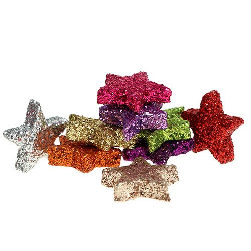 Product Table decoration stars sorted 1,5cm with mica 144pcs