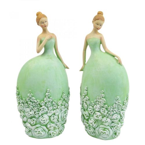 Floristik24 Table decoration spring decoration figure woman dress green H20cm 2pcs