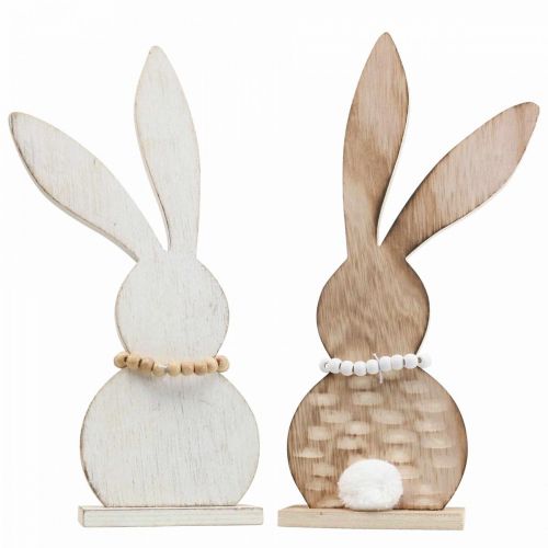 Floristik24 Table decoration Easter bunny standee wood white/nature H27cm 2pcs