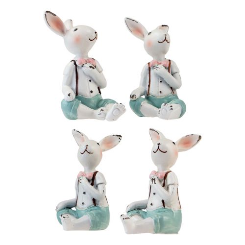 Product Table decoration Easter bunny boys white blue pink 8.5cm 4pcs