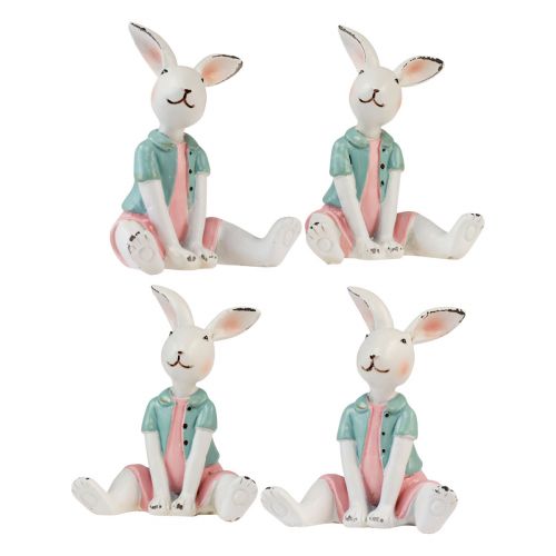 Floristik24 Table decoration Easter bunny girl white blue pink 8.5cm 4pcs