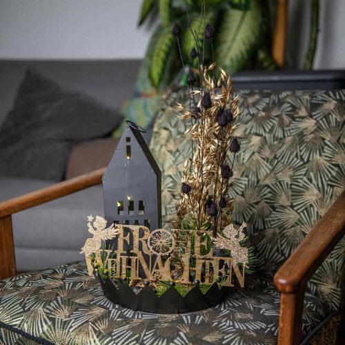 Floristik24 Table decoration Christmas crown black gold Ø25.5cm H6cm