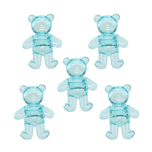 Floristik24 Table decoration for the birth bear blue 3.5cm 60pcs