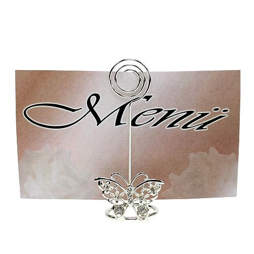 Product Placecard holder Butterfly 3,5cm silver 6pcs