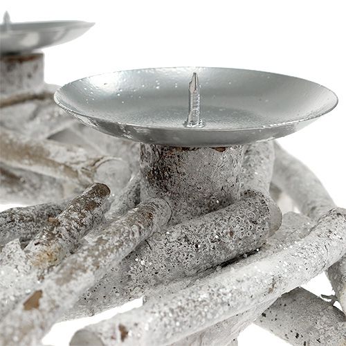 Floristik24 Table wreath with candlestick Ø32cm whitewashed