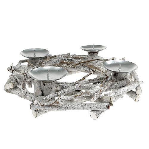 Floristik24 Table wreath with candlestick Ø32cm whitewashed