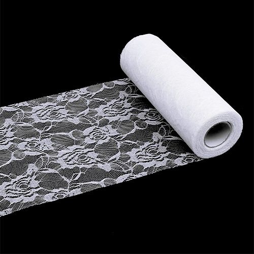 Floristik24 Table runner lace white 200mm 10m