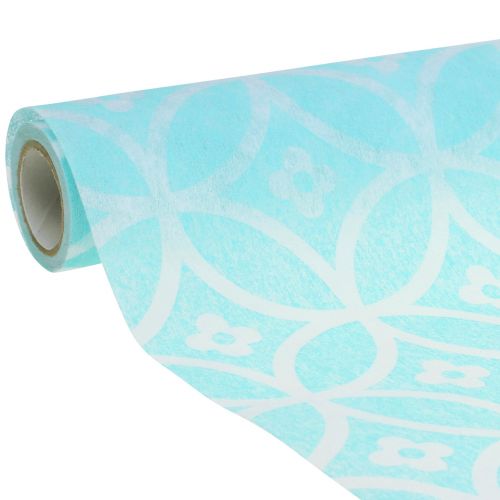 Floristik24 Table runner with pattern light blue 30cm x 300cm