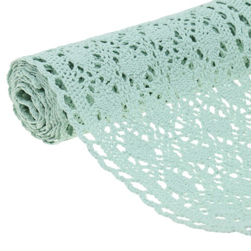 Floristik24 Table runner Crochet lace Mint green 30cm x 140cm