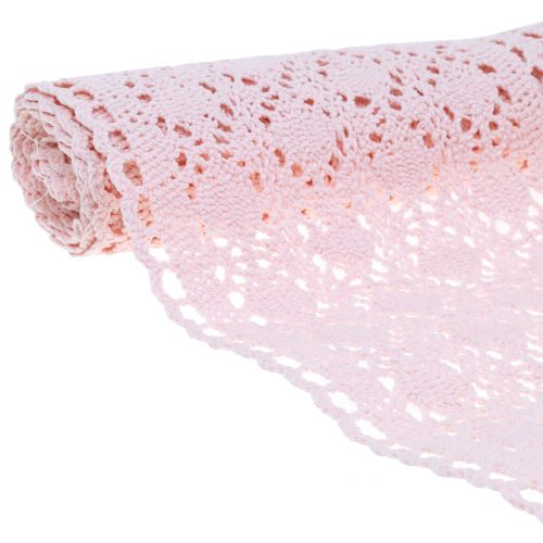 Floristik24 Table runner crochet lace pink 30cm x 140cm