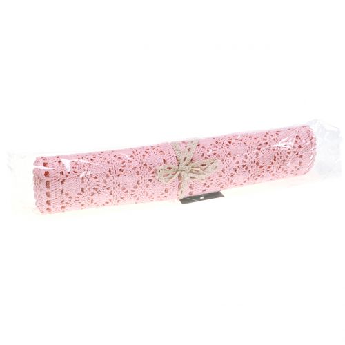 Floristik24 Table runner crochet lace pink 30cm x 140cm