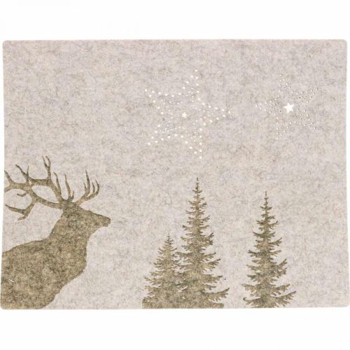 Product Placemat Christmas table decoration brown felt 45×35cm 4pcs