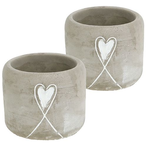 Floristik24 Concrete pot with heart Ø8cm H7cm 6pcs