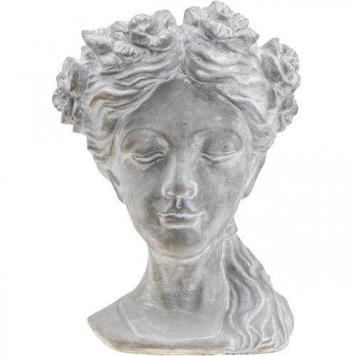 Product Plant head concrete planter woman&#39;s head white washed H34cm