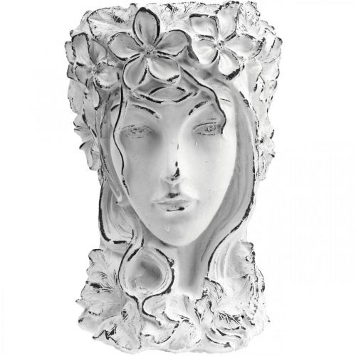 Floristik24 Planter Concrete Planter Shabby Chic Woman&#39;s Head White H34cm