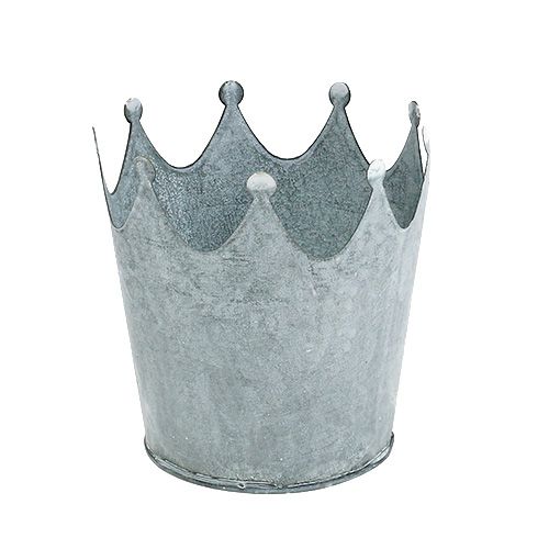 Floristik24 Zinc crown Gray washed Ø10cm H9,5cm 6pcs