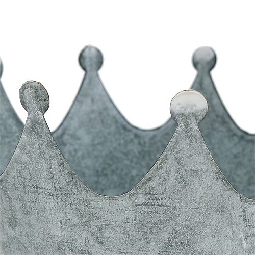 Floristik24 Zinc crown Gray washed Ø10cm H9,5cm 6pcs