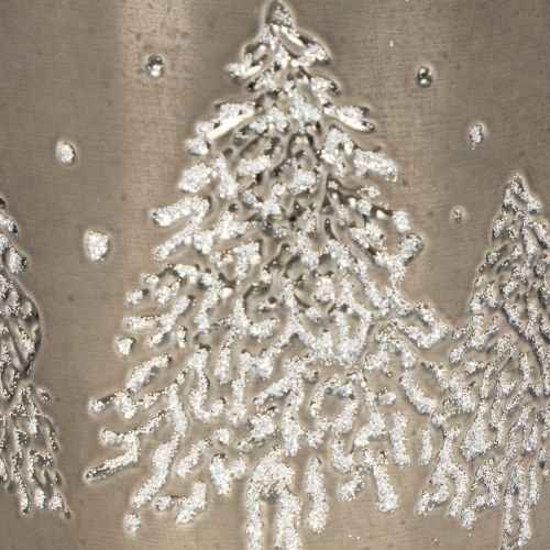 Metal Planter with Glitter Tree Motif, 13cm, Silver | Floristik24.co.uk