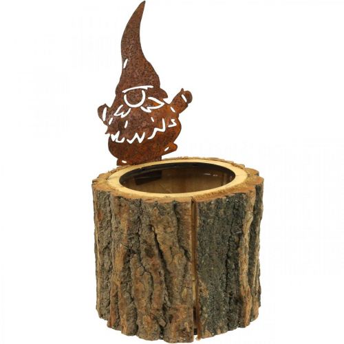 Flower pot wood planter wood look rusty imp H24cm